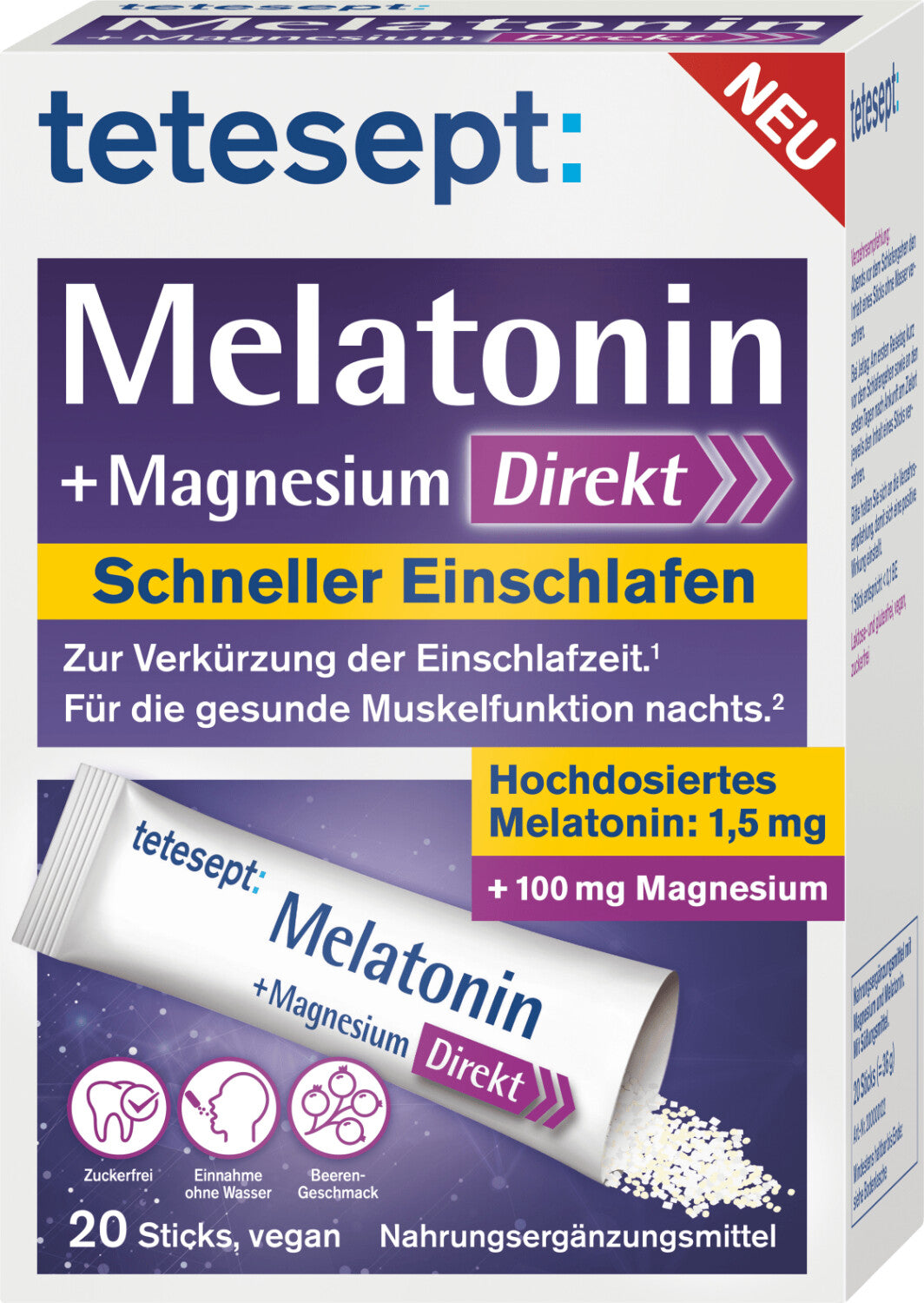 Tetesept Melatonin 멜라토닌 + 마그네슘 158mg 20st